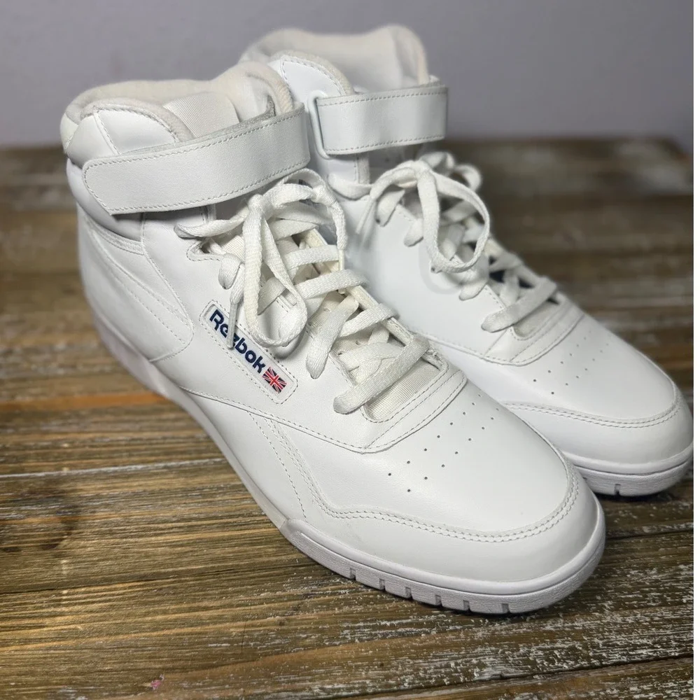 Reebok Ex-O-Fit Hi Mens White Leather High Top Retro Streetwear Sneakers